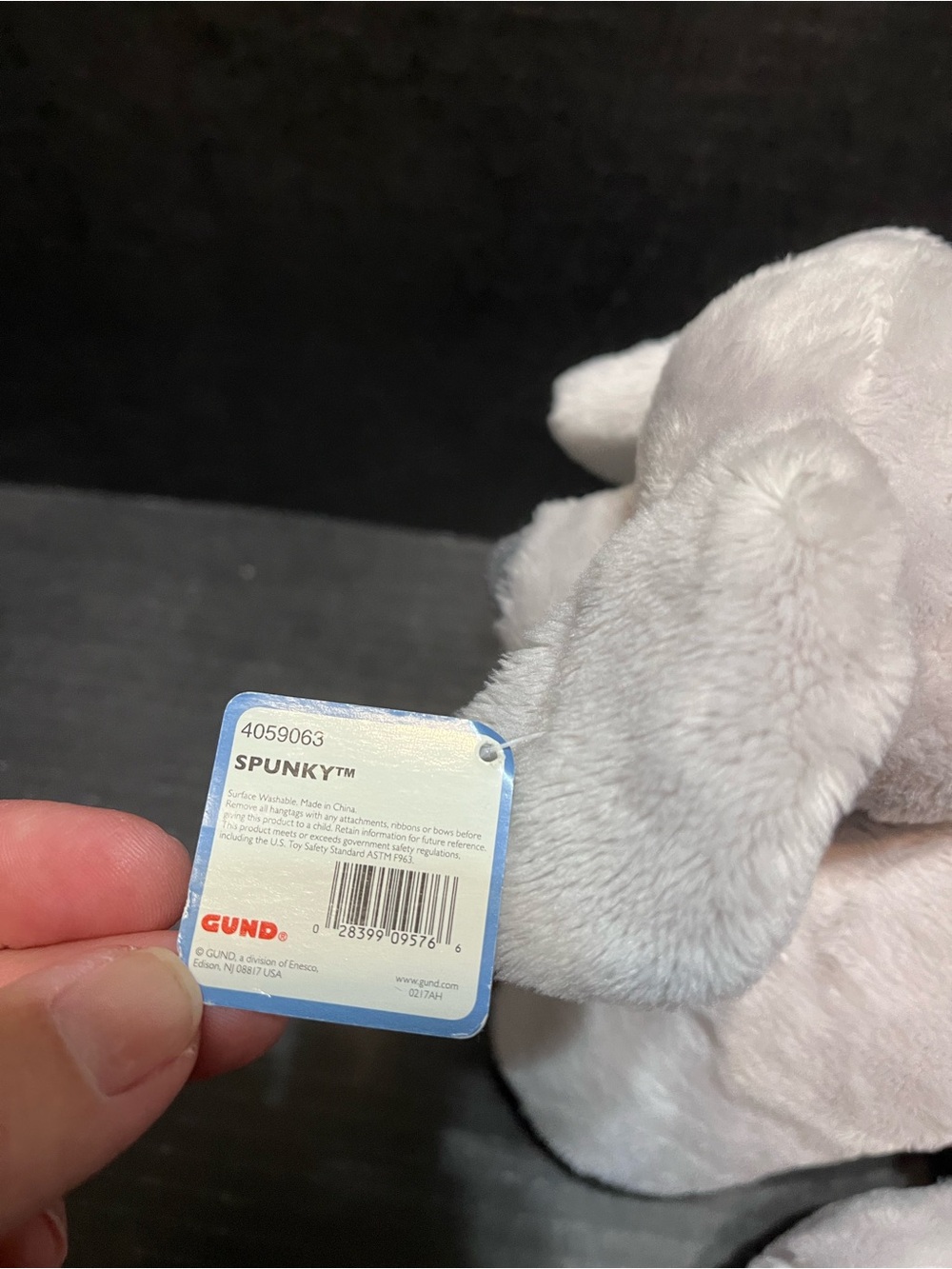 Baby Gund Spunky Gray Puppy Dog Plush Lovey Toy 8" White Eye Patch NWT - Picture 5 of 9